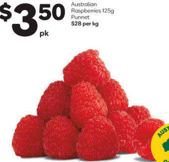 Woolworths Australian Raspberries 125g Punnet offer