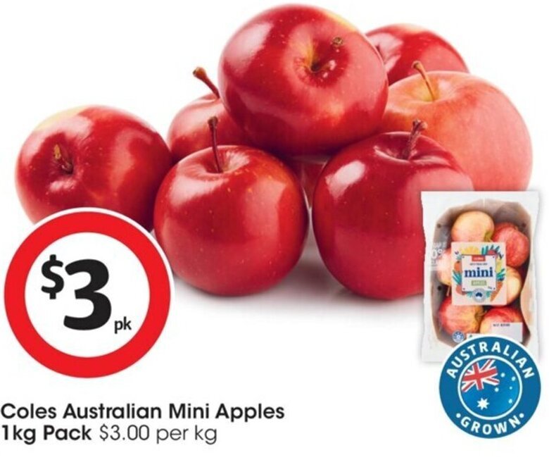 Coles Australian Mini Apples 1kg Pack offer at Coles
