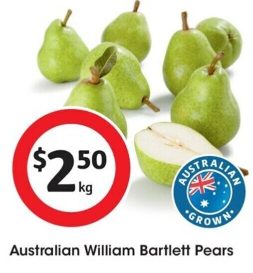 Australian William Bartlett Pears offer at Coles