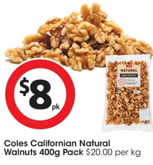 Coles Californian Natural Walnuts 400g Pack offer at Coles