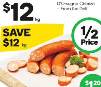 Woolworths D'Orsogna Chorizo offer