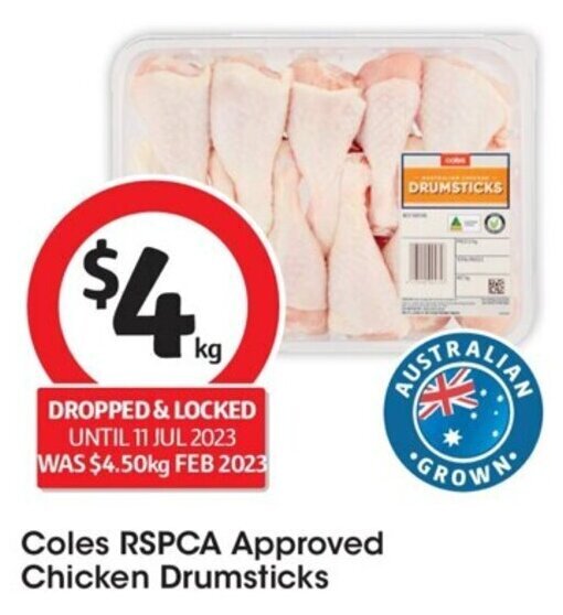 Coles RSPCA Approved Chicken Drumsticks offer at Coles