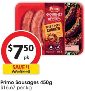 Coles Primo Sausages 450g offer