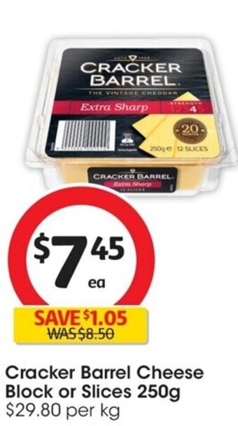 Coles Cracker Barrel Cheese Block or Slices 250g offer