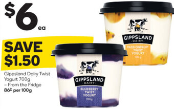 Woolworths Gippsland Dairy Twist Yogurt 700g offer