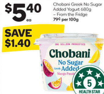 Woolworths Chobani Greek No Sugar Added Yogurt 680g offer