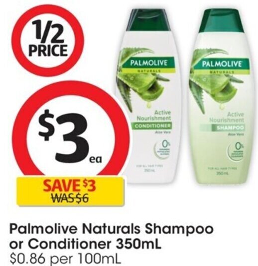 Palmolive Naturals Shampoo or Conditioner 350mL offer at Coles