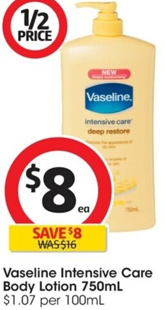 Coles Vaseline Intensive Care Body Lotion 750mL offer