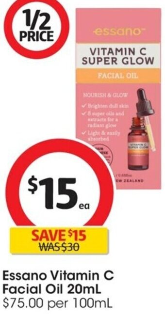 Coles Essano Vitamin C Facial Oil 20 mL offer