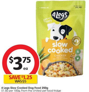 Coles 4 Legs Slow Cooked Dog Food 250g offer