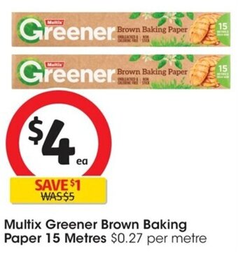 Coles Multix Greener Brown Baking Paper 15 Metres offer