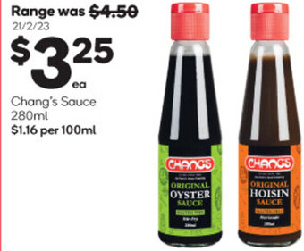 Woolworths Chang's Sauce 280ml offer