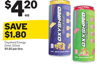 Woolworths Oxyshred Energy Drink 355ml offer