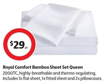 Coles Royal Comfort Bamboo Sheet Set Queen offer