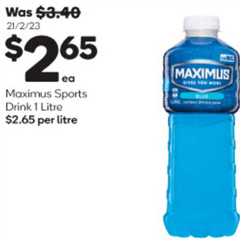 Woolworths Maximus Sports Drink 1 Litre offer