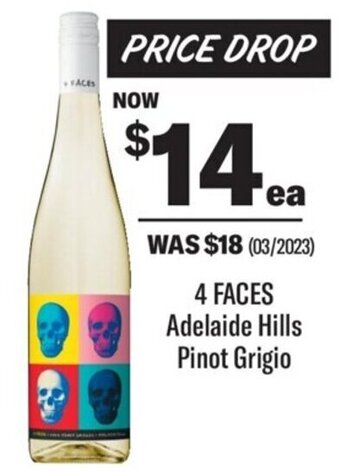 Coles 4 Faces Adelaide Hills Pinot Grigio offer