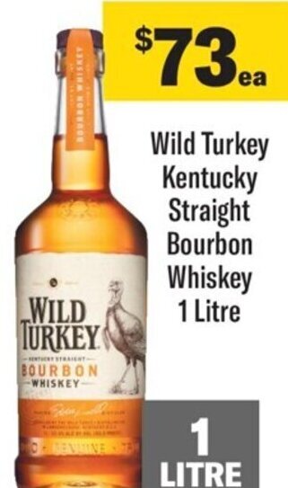 Coles Wild Turkey Kentucky Straight Bourbon Whiskey 1 Litre offer