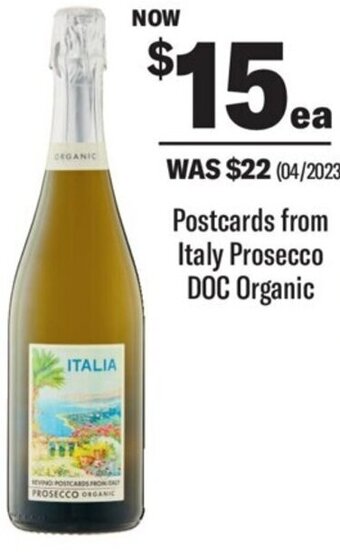 Coles Postcards from Italy Prosecco DOC Organic offer
