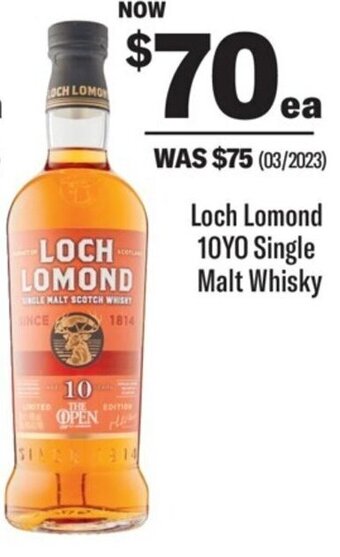 Coles Loch Lomond 1OYO Single Malt Whisky offer