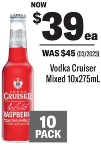 Coles Vodka Cruiser Mixed 10x275mL offer