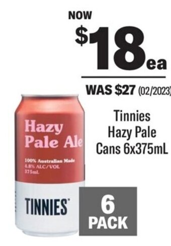 Tinnies Hazy Pale Cans 6x375mL