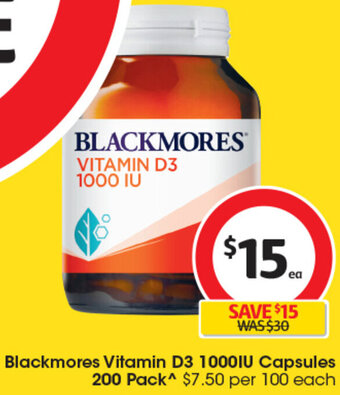 Coles Blackmores Vitamin D3 1000IU Capsules 200 Pack offer