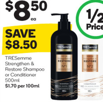 Woolworths TRESemme Strengthen & Restore Shampoo or Conditioner 500ml offer