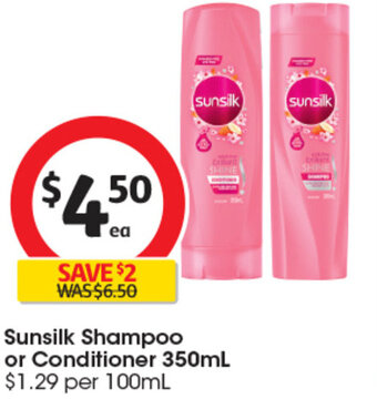 Coles Sunsilk Shampoo or Conditioner 350mL offer