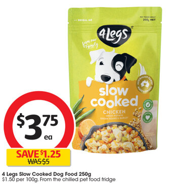 Coles 4 Legs Slow Cooked Dog Food 250g offer