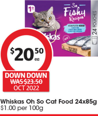 Coles Whiskas Oh So Cat Food 24x85g offer
