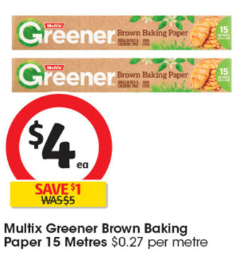 Coles Multix Greener Brown Baking Paper 15 Metres offer