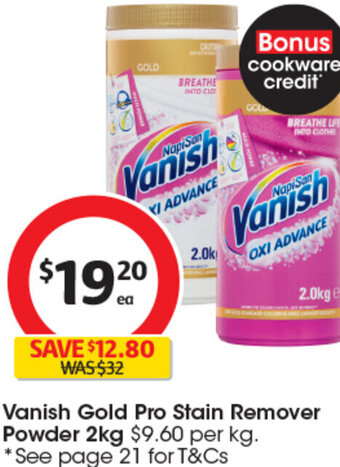 Coles Vanish Gold Pro Stain Remover Powder 2kg offer