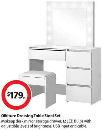Coles Oikiture Dressing Table Stool Set offer