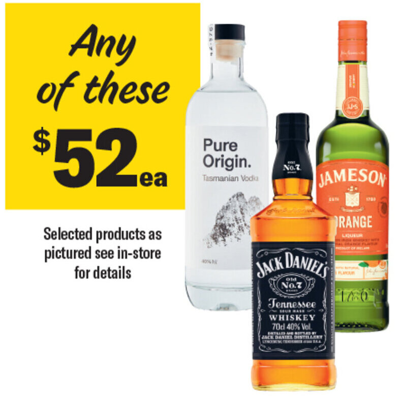 Pure Origin Tasmanian Vodka Jack Daniels Tennessee Whiskey Jameson Orange Whiskey offer at Coles