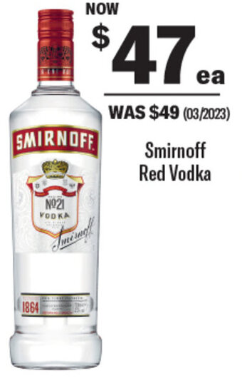 Coles Smirnoff Red Vodka offer