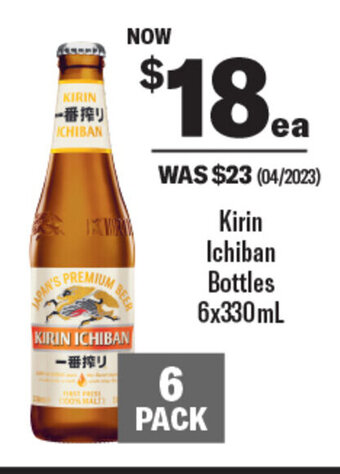 Coles Kirin Ichiban Bottles 6x330mL offer