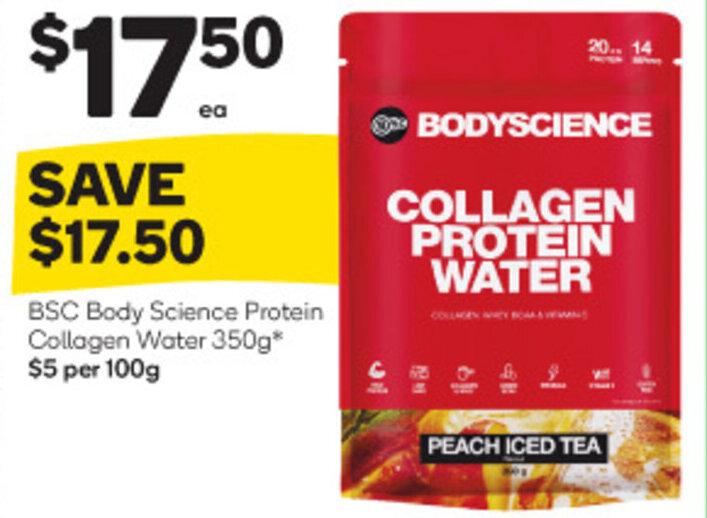 Bsc Body Science Protein Collagen Water 350g Offer At Woolworths