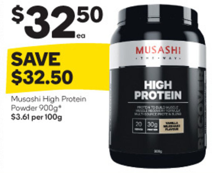 Musashi High Protein Powder 900g offer at Woolworths