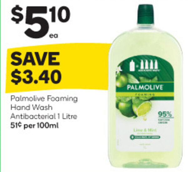 Palmolive Foaming Hand Wash Antibacterial 1 Litre offer at Woolworths