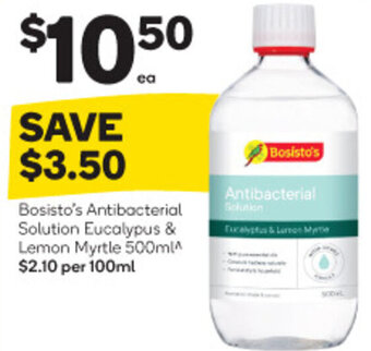 Woolworths Bosisto's Antibacterial Solution Eucalypus & Lemon Myrtle 500ml offer