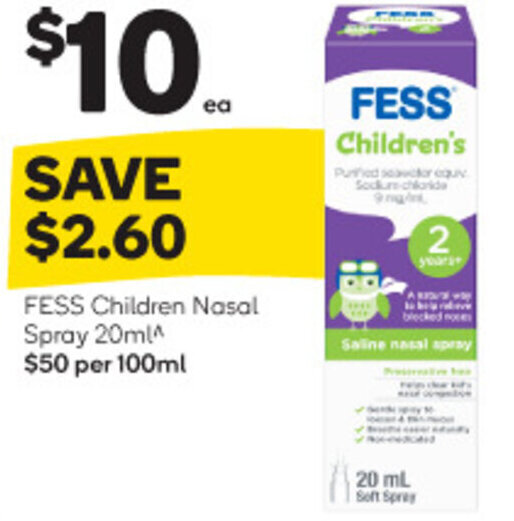 FESS Children Nasal Spray 20ml offer at Woolworths