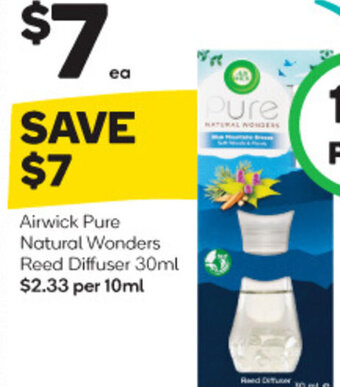 Woolworths Airwick  Pure Natural Wonders Reed Diffuser 30ml offer