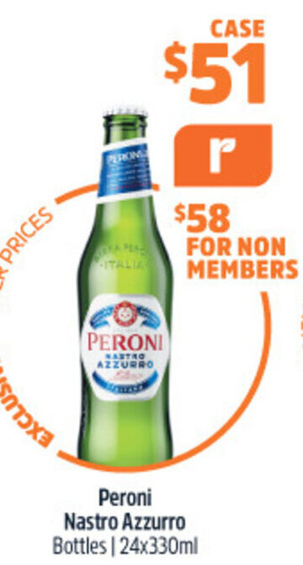 Woolworths Peroni Nastro Azzurro Bottles | 24x330ml offer