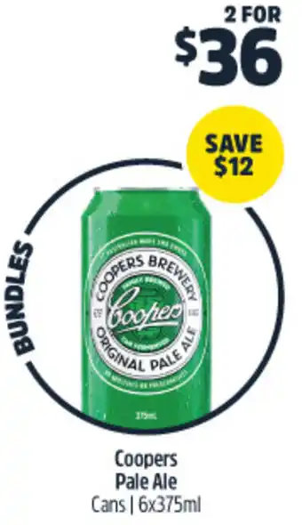 Woolworths Coopers Pale Ale Cans | 6x375ml 2 for offer