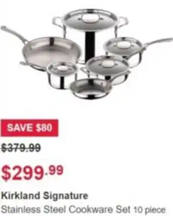 Costco Kirkland Signature Stainless Steel Cookware Set 10 piece offer