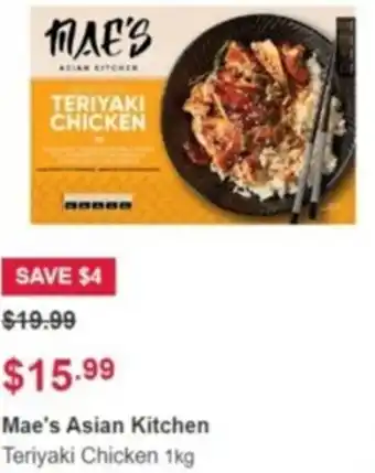 Costco Mae's Asian Kitchen Teriyaki Chicken 1kg offer