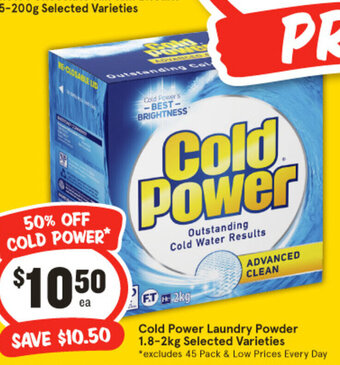 IGA Cold Power Laundry Powder 1.8-2kg Selected Varieties offer