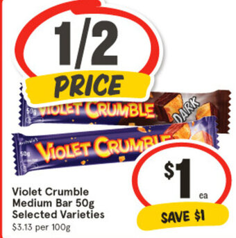 IGA Violet Crumble Medium Bar 50g offer