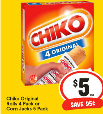 IGA Chiko Original Rolls 4 Pack or Corn Jacks 5 Pack offer