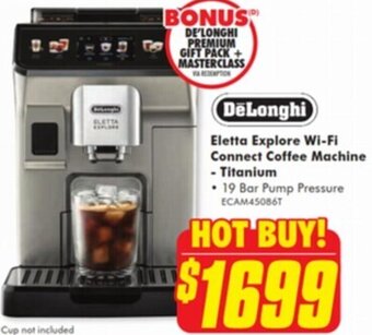 The Good Guys DeLonghi Eletta Explore Wi-Fi Connect Coffee Machine - Titanium offer